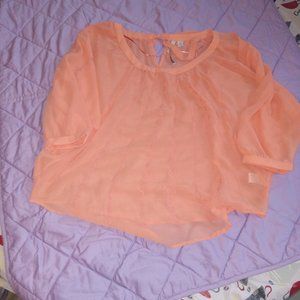 Lauren Conrad Peach Flowy Cropped Boho Blouse XS